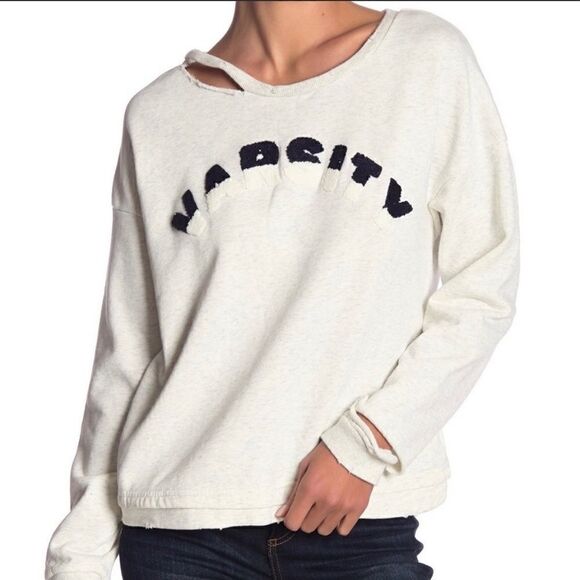 Honey Punch Varsity Distressed Sweatshirt size S - Picture 2 of 10